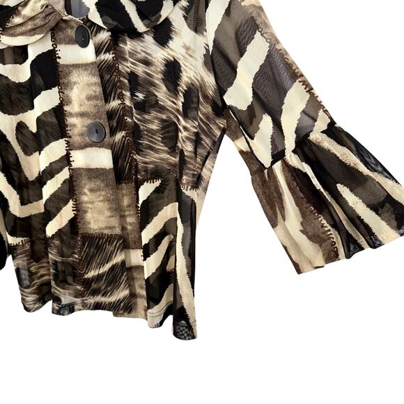 DAMEE Womens Sz Large Formal Wearable Art Sheer Jacket Blouse Shirt Top Artsy - Picture 5 of 7